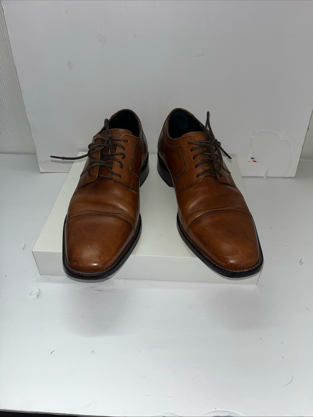 Johnston & Murphy Cognac Leather Cap-Toe Derby